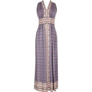 WISP Ella Jersey Elegant Sleeveless Blue Multicolor Maxi Dress Size M